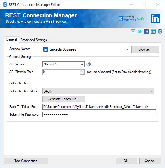 SSIS REST LinkedIn Business Connection Manager